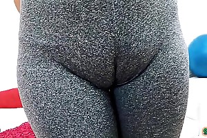 Huge Hangers Teen Working Out up Tight Spandex. Fat Cameltoe