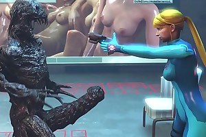 SFM Samus monster charge from with huge dick