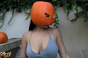 Aria Giovanni Exposed with Pumpkin on Head - Aziani Exposed