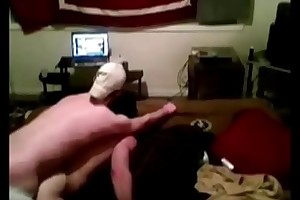 friend gets surprise fucked while heeding TV