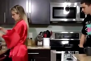 Cory Track in Young Son Fucks his Hot Mom in the Kitchen
