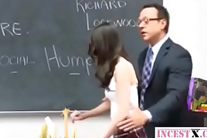 Schoolgirl fucked in punishment room by her teacher - all round in incest sex movie 