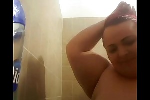 Busty housewife seductive bath naked self made