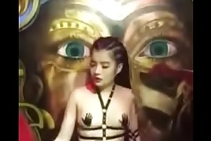 Girl playing DJ without bra plus showing nipples plus fat boobs