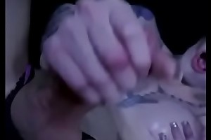 Inked Dracula TS Fucking Her Ass with Dildo