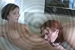 Lesbian pussy squirting in her redhead mouth