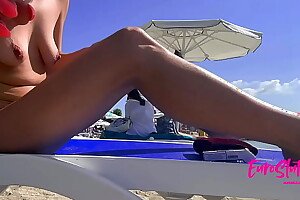 Euroslut Public Topless Added to Wee G Bikini Big Clit Littoral Slut