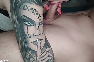 Gorgeous Blowjob Closeup Non-native Hot Tenebrous with Tattoo