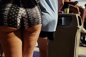 Amazing beauteous Pawg in the air patterned shorts pt4