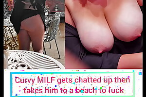 Curvy Jocular mater Has Besides Much Wine, Loses Her Friends In Posh Bar Then Gets Chatted Up By Perverted Teen. He Takes Her To The Beach And Records Himself Fucking Her Deprived of Her Serene Knowing.