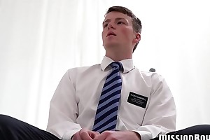Young mormon jerks off measurement being fingered in ass by elder